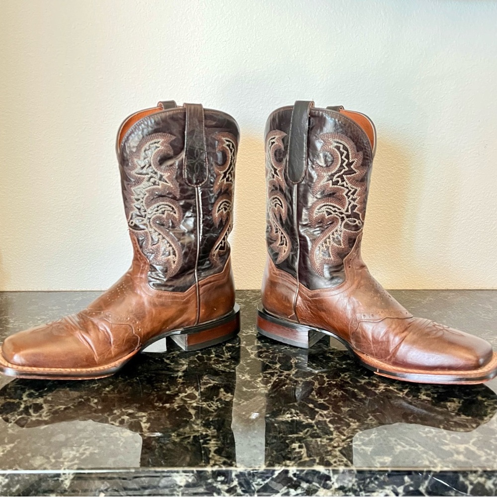 DAN POST MEN'S 11" FRANKLIN BROWN LEATHER SQUARE TOE WESTERN BOOT - Picture 5 of 8